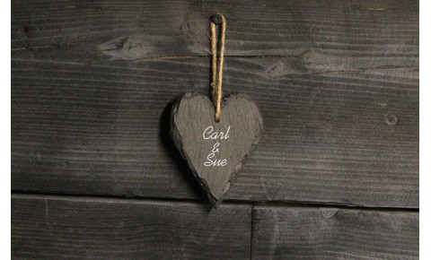 Personalised Welsh slate heart - small