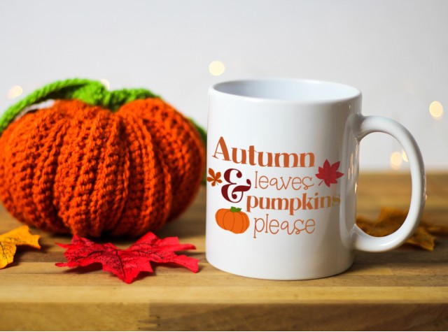 Autumn Leaves & Pumpkins Please Ceramic Mug