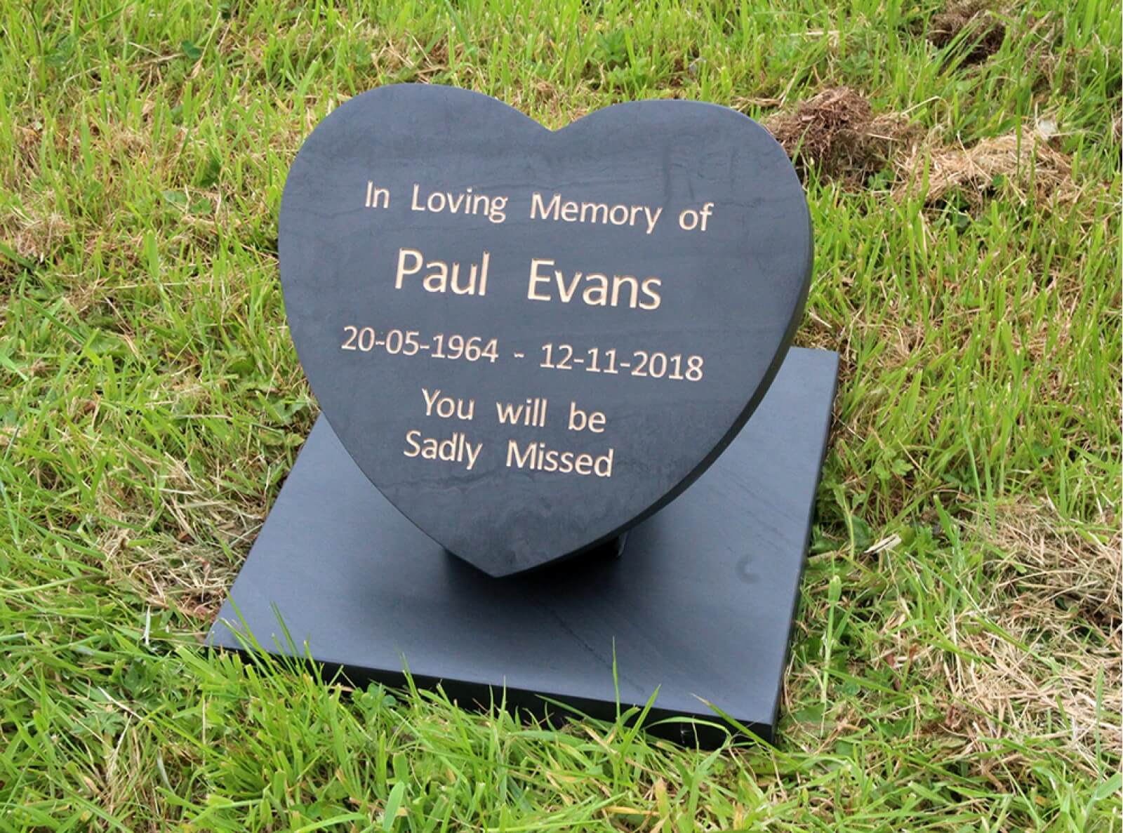Personalised Engraved Natural Slate Heart Memorial Grave Marker Headstone Plaque 