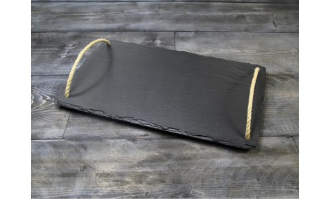 Large Welsh Slate Tray - With Rope Handles