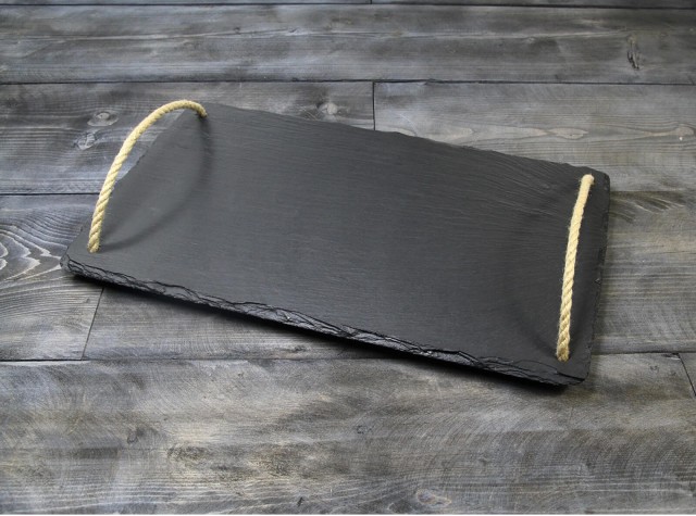 Large Welsh Slate Tray - With Rope Handles
