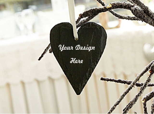 Personalised Welsh Slate Small Heart